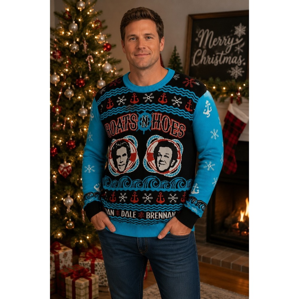 SPENCER'S Step Brothers Boats N Hoes Ugly Christmas Sweater Medium Knit -3204